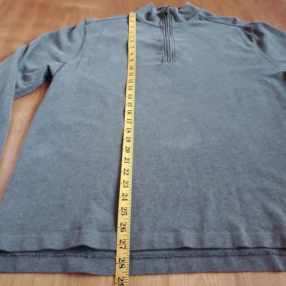 J Crew 1/4 Zip Pullover Mens XL 100% Cotton Sueded Jersey Green Long Sleeve 2007